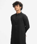 Black Blended Semi Fitted Panjabi