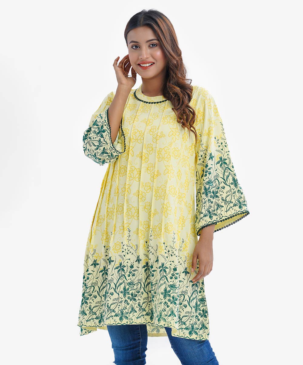 Women's Printed Yellow Tent Style Tunic image 2