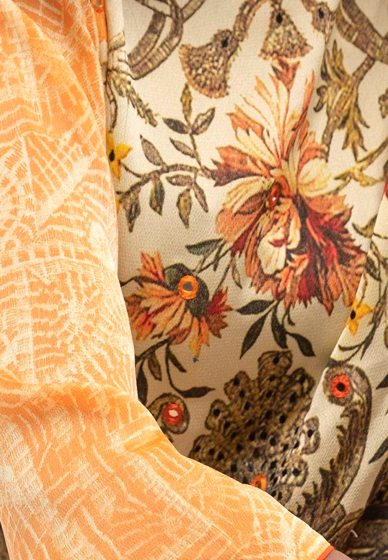 Yellow Crepe Frock Style Long Kameez image 2