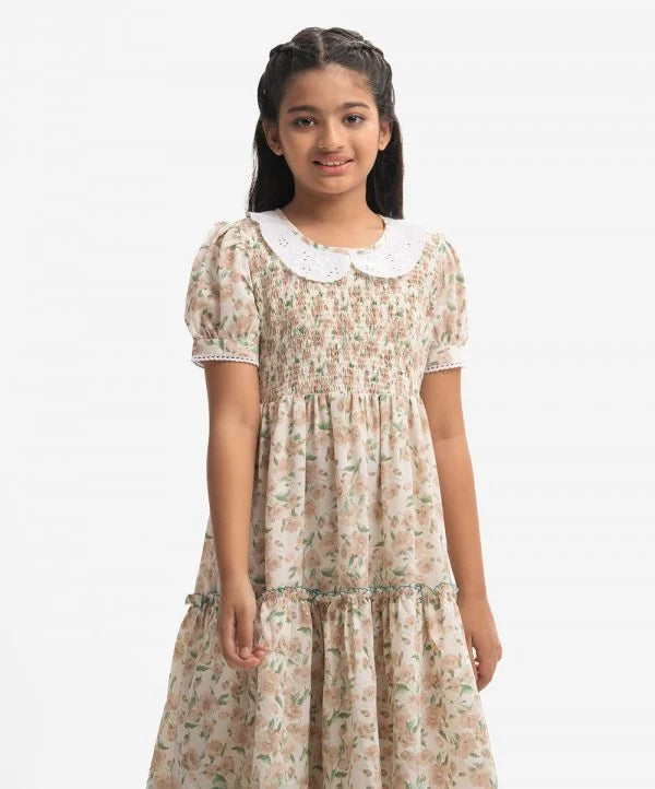 Printed Georgette Tiered Patterned Frock