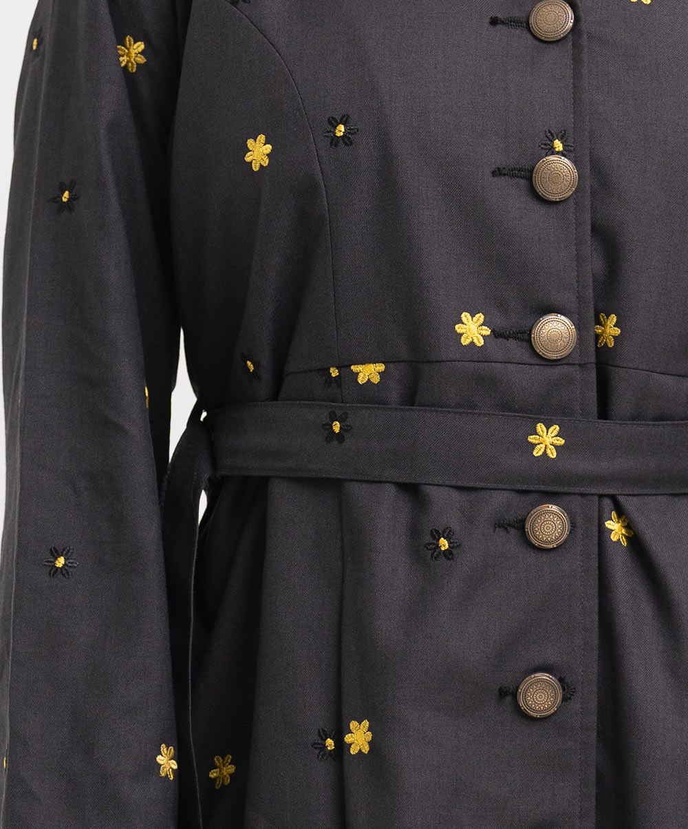 Gray Rayon-blend Single-breasted Jacket