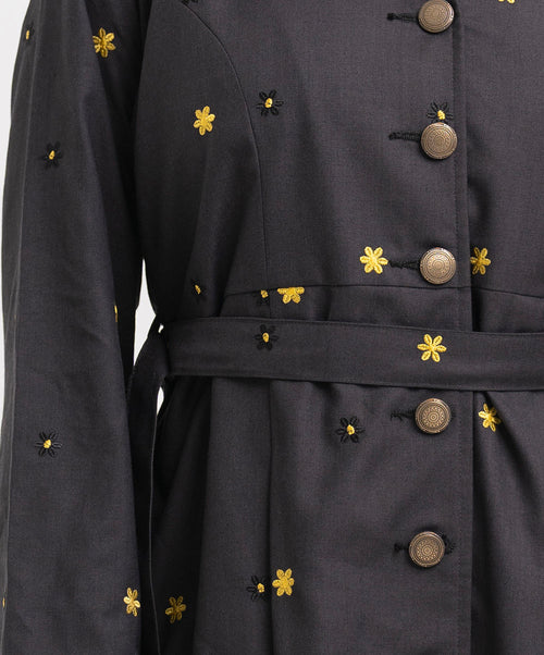 Gray Rayon-blend Single-breasted Jacket