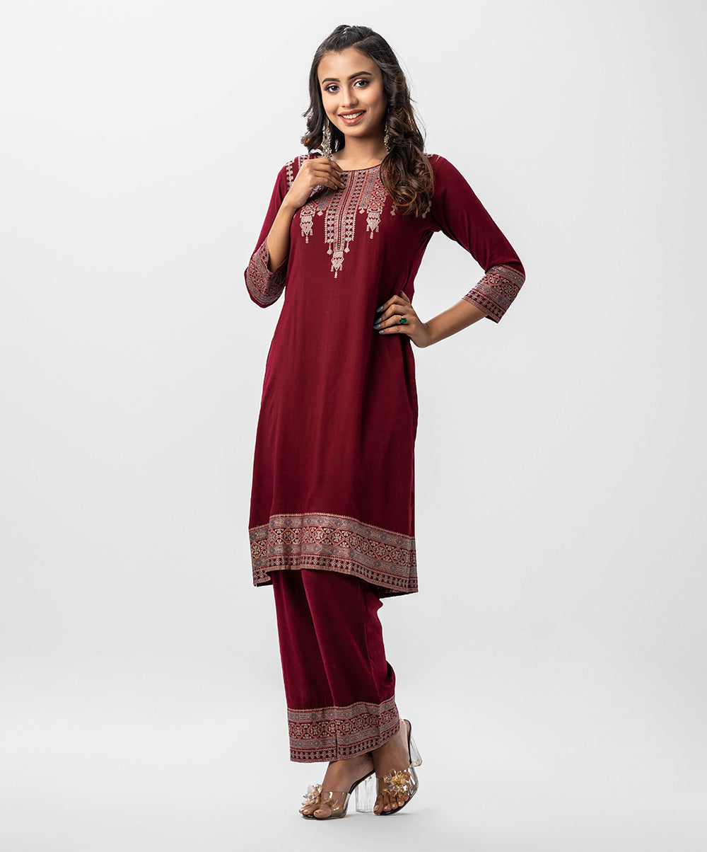 Maroon Women's Top-Bottom Set image 0