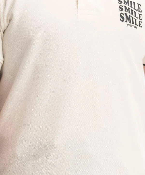 Beige Cotton Pique Kids Polo
