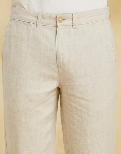 Natural Linen Slim Fit Regular Pants