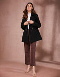 Black Wool Thigh Length Jacket
