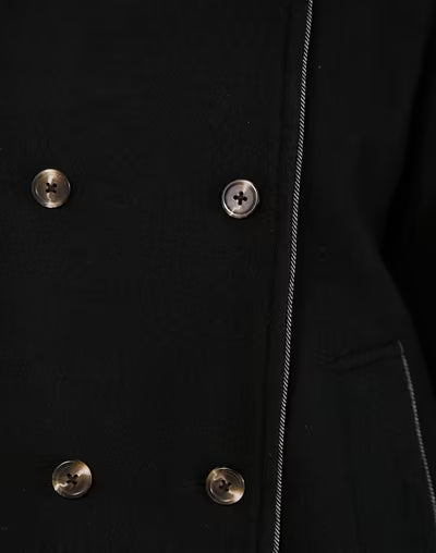 Black Wool Thigh Length Jacket