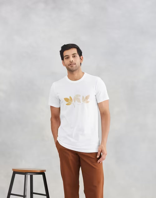 White Cotton Printed Tee