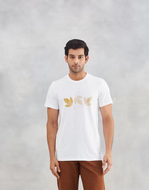 White Cotton Printed Tee