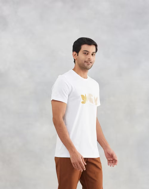 White Cotton Printed Tee