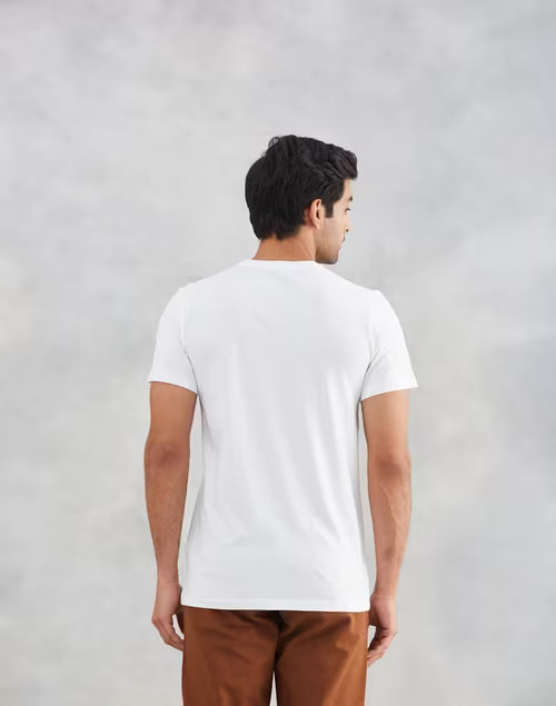 White Cotton Printed Tee