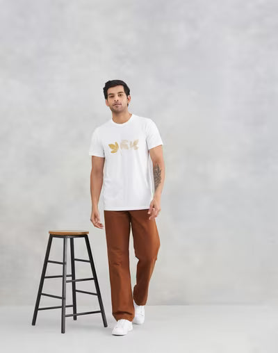 White Cotton Printed Tee
