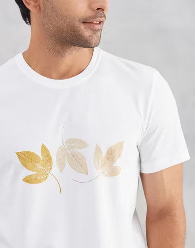 White Cotton Printed Tee