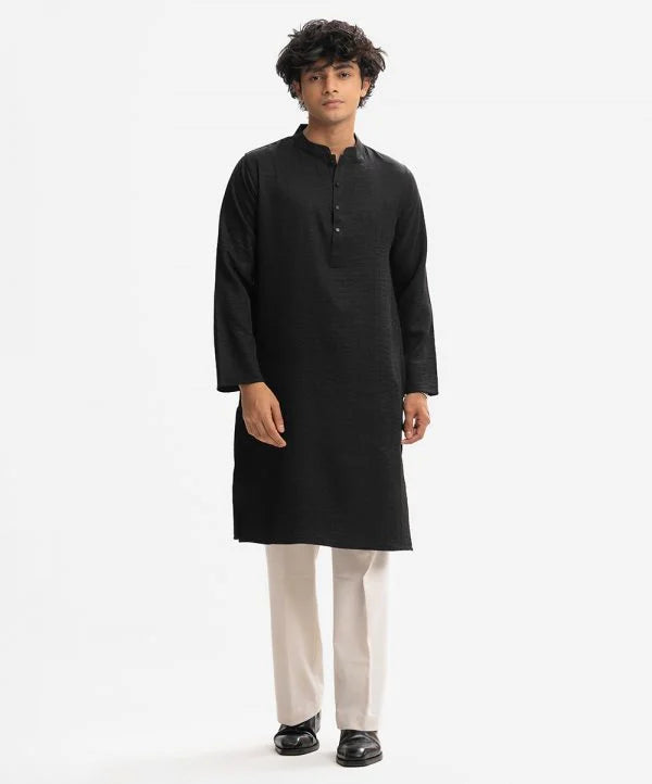 Black Blended Semi Fitted Panjabi