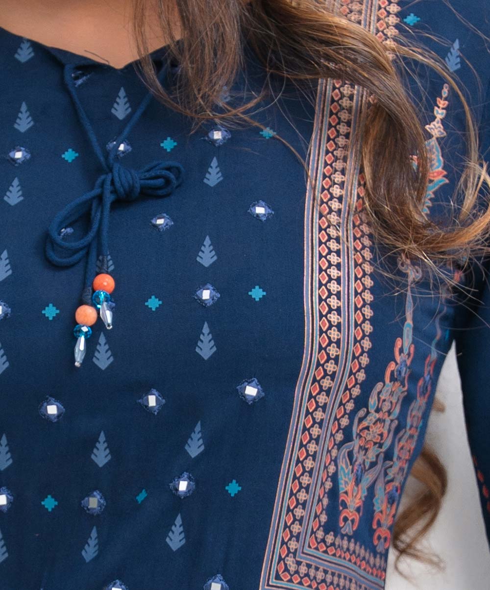 Blue Viscose Straight Kameez