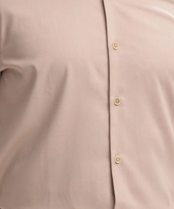 Beige Bamboo Blended Long Sleeve Formal Shirt