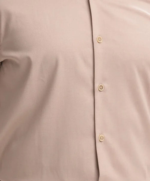 Beige Bamboo Blended Long Sleeve Formal Shirt
