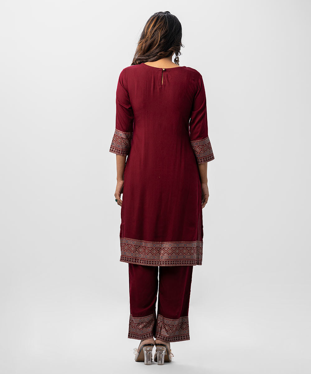 Maroon Women's Top-Bottom Set image 3