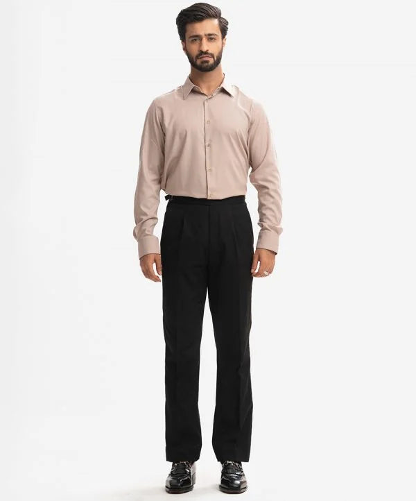 Beige Bamboo Blended Long Sleeve Formal Shirt