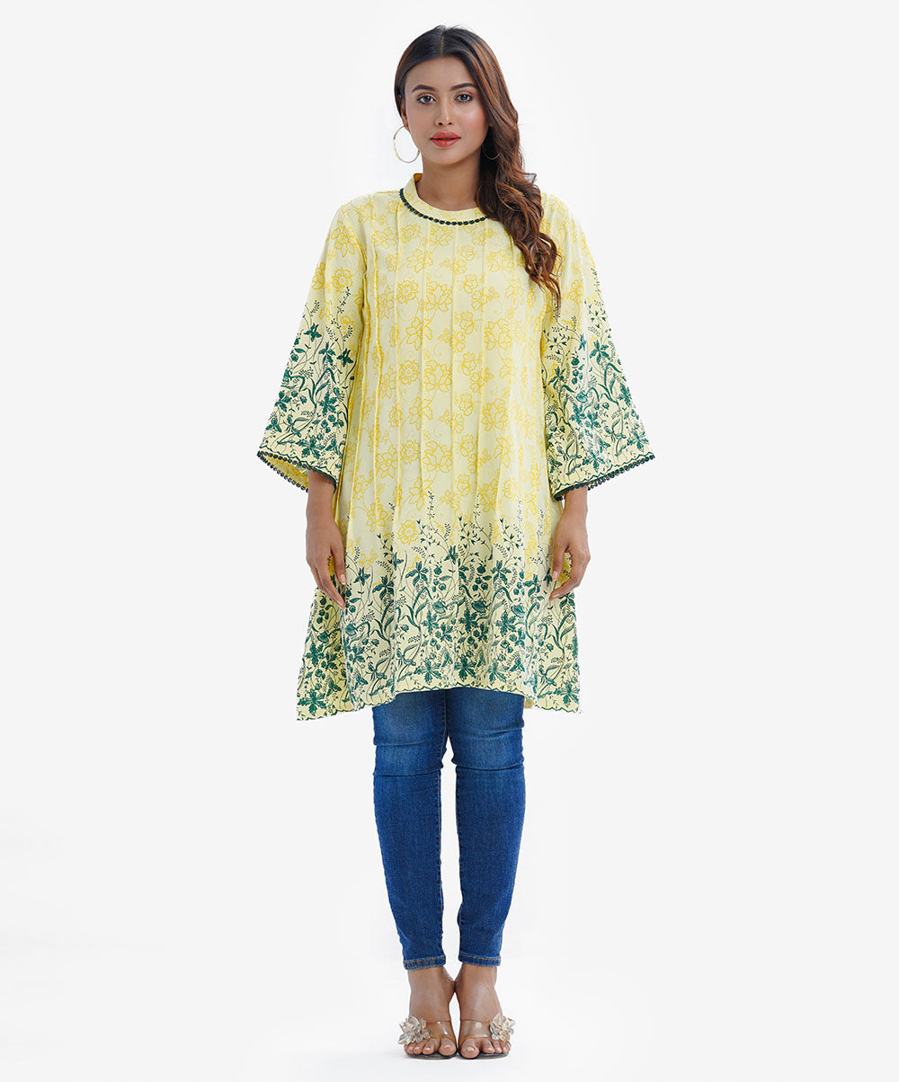 Women's Printed Yellow Tent Style Tunic image 1