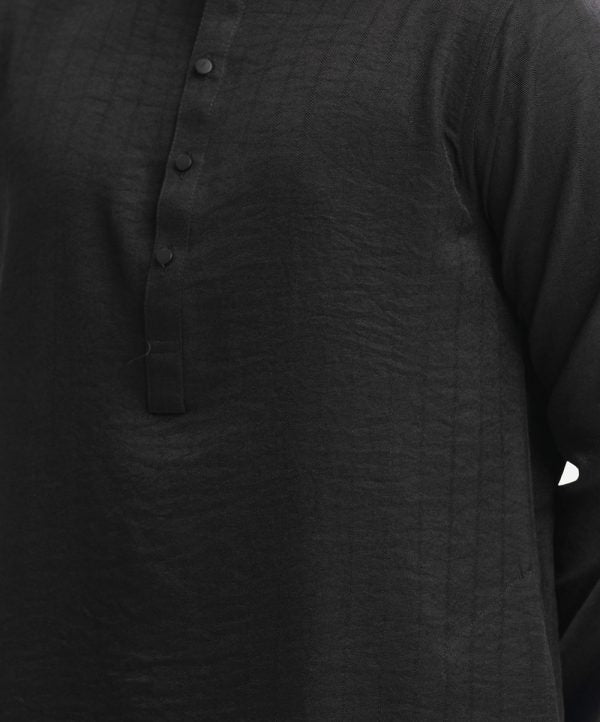 Black Blended Semi Fitted Panjabi