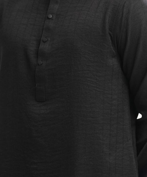 Black Blended Semi Fitted Panjabi