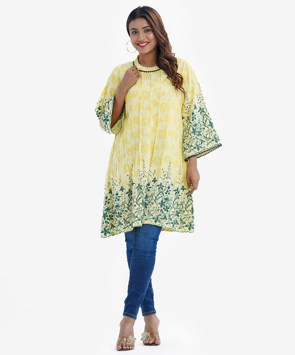 Women's Printed Yellow Tent Style Tunic image 0