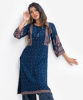 Blue Viscose Straight Kameez