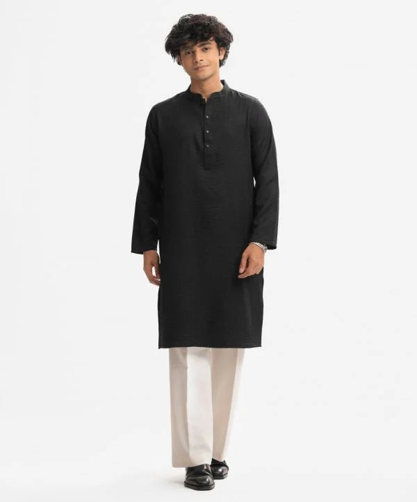 Black Blended Semi Fitted Panjabi