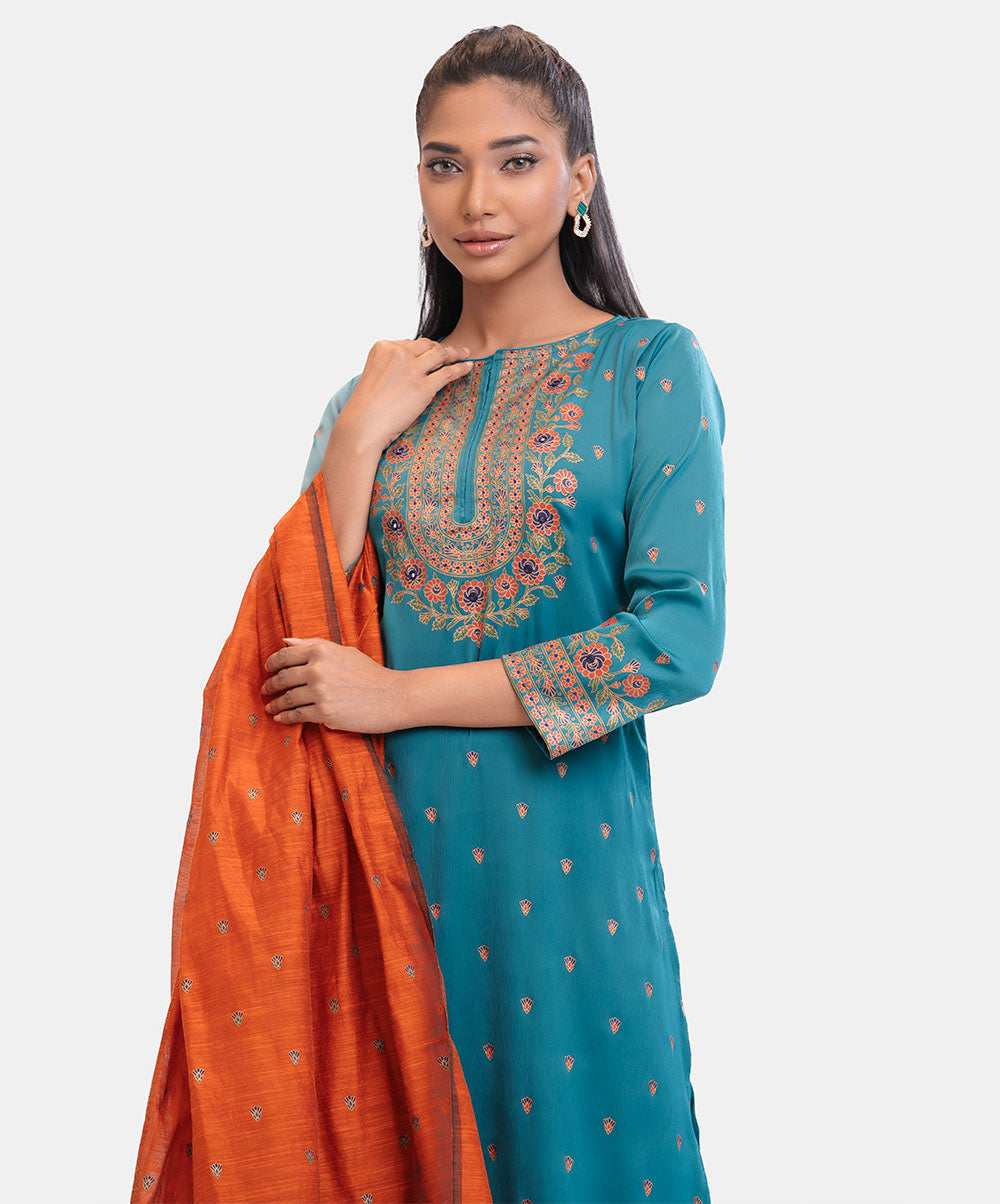 Women's Blue Straight Salwar Kameez image 2