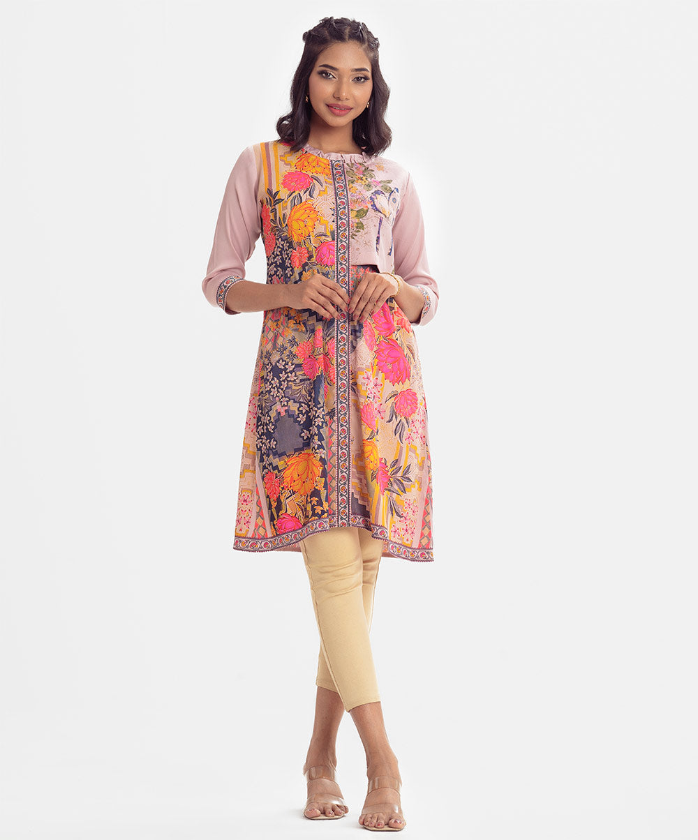 Printed Pink A-line Ladies Shirt image 1