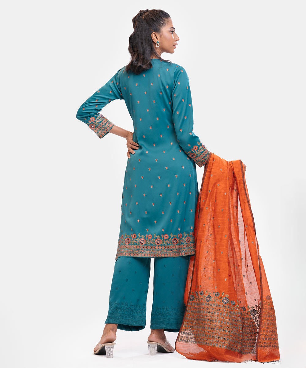 Women's Blue Straight Salwar Kameez image 4