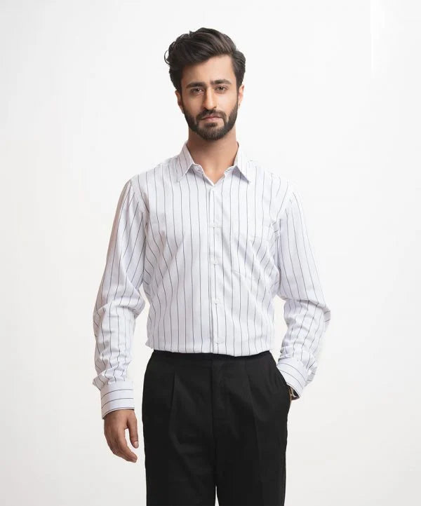 White Premium Cotton Blended Long Sleeve B.Formal Shirt