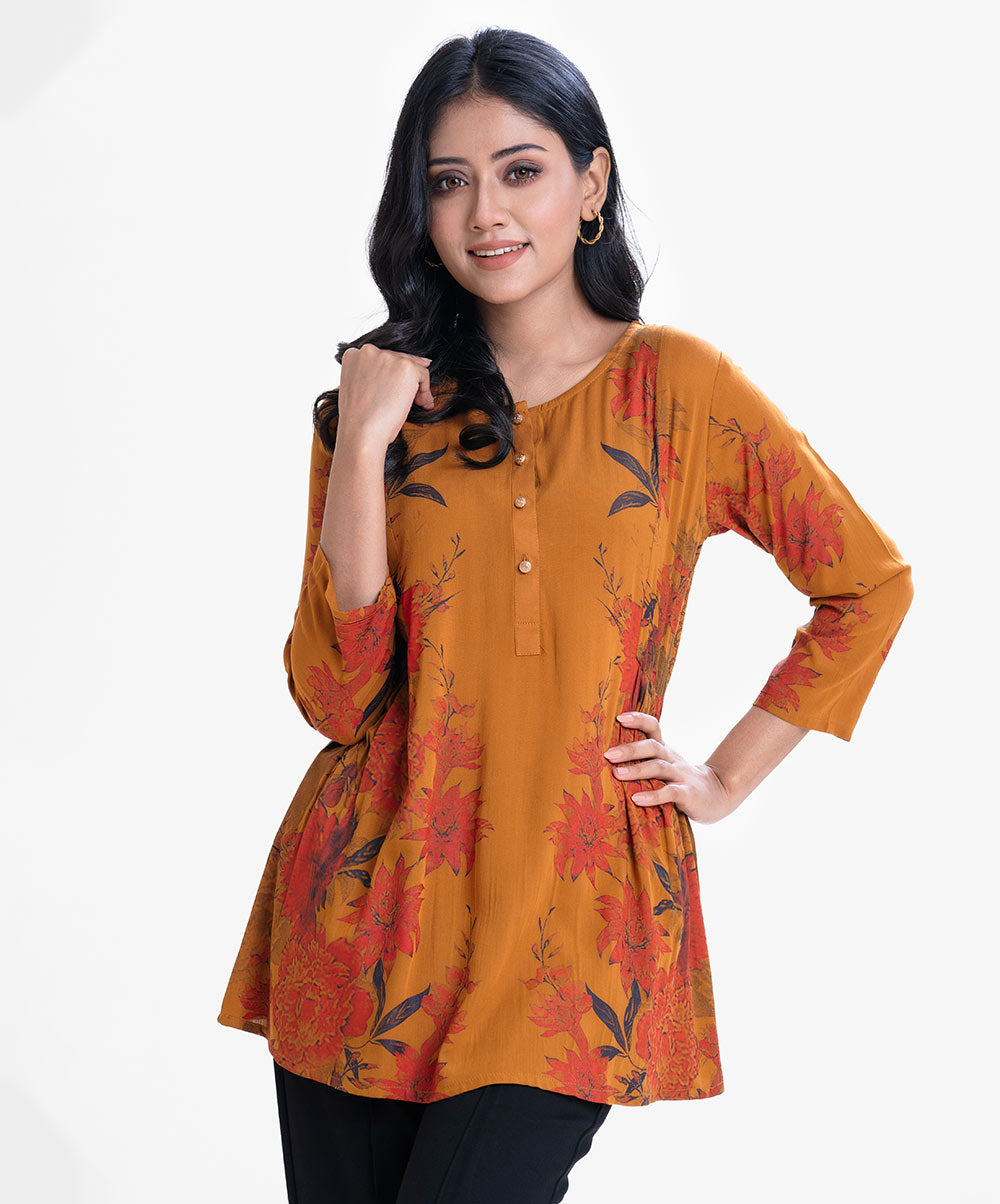 Women's Brown A-line Short Tunic image 2