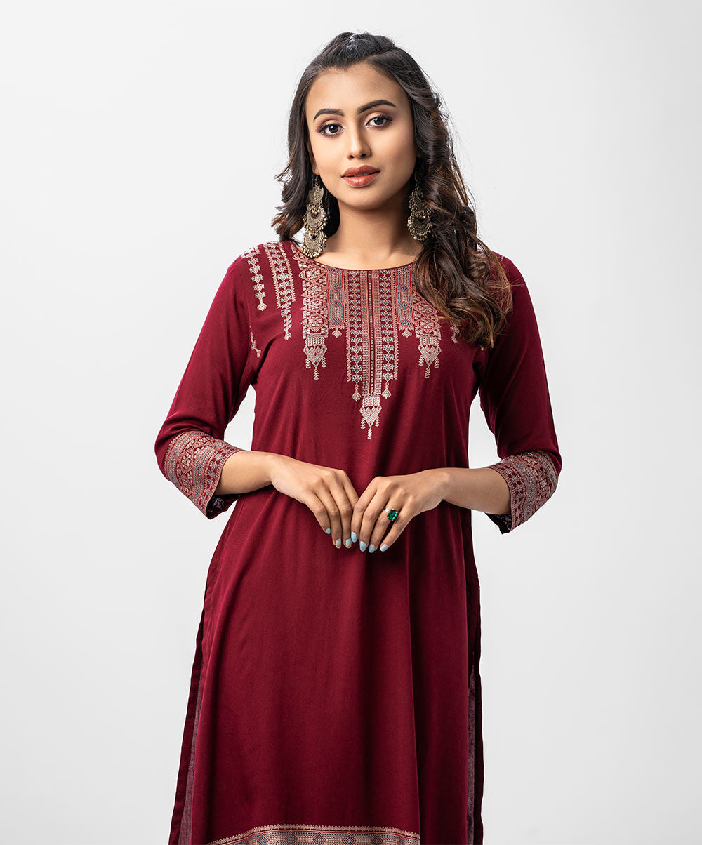 Maroon Women's Top-Bottom Set image 1
