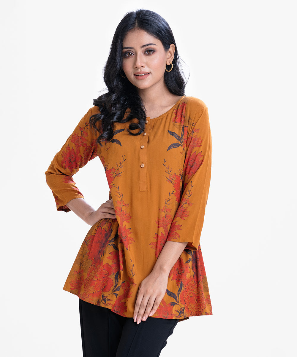 Women's Brown A-line Short Tunic image 1