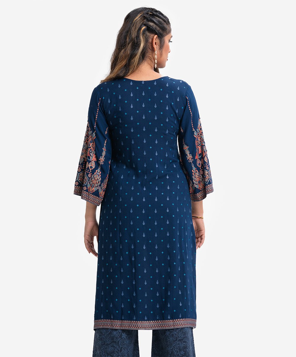 Blue Viscose Straight Kameez