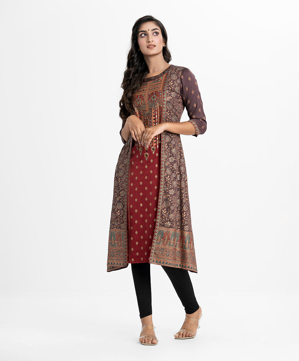 Maroon Combo Tunic with Shrug image 1