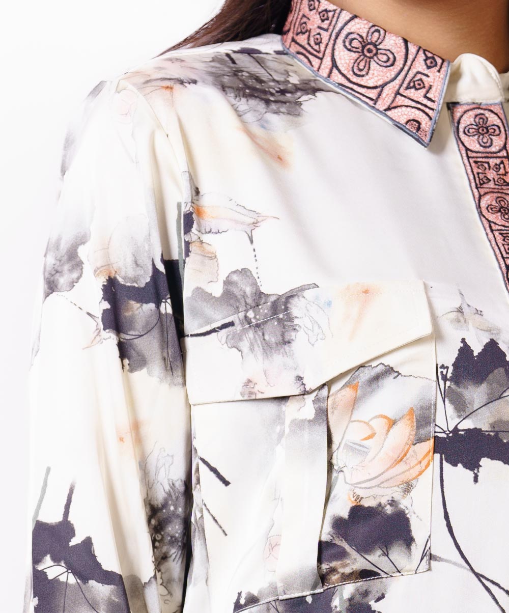 Floral Brush Paint Printed Formal Tunic image 2