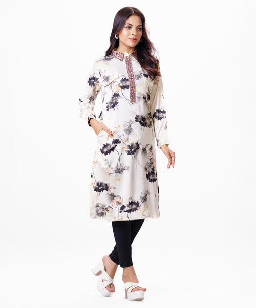 Floral Brush Paint Printed Formal Tunic image 0