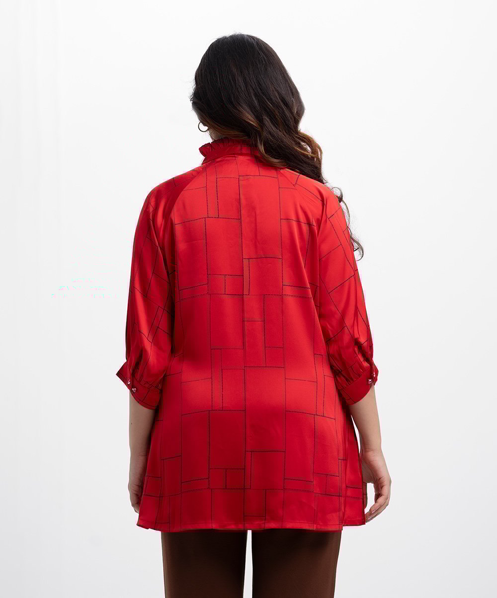 Red Satin Georgette Woven Top